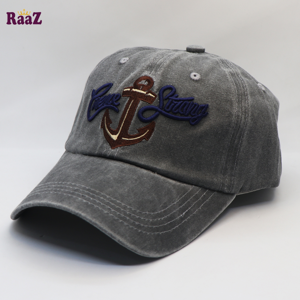 Picture of Silver Red Boat Anchor Embroidery Logo Imported Wash Cap