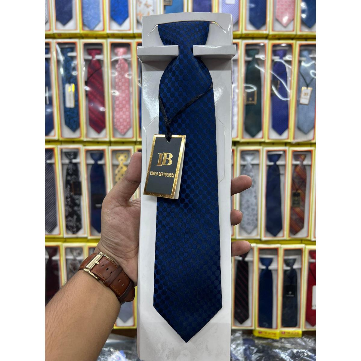 Picture of Navy Blue Design Embroidery Formal Neck Tie For Men