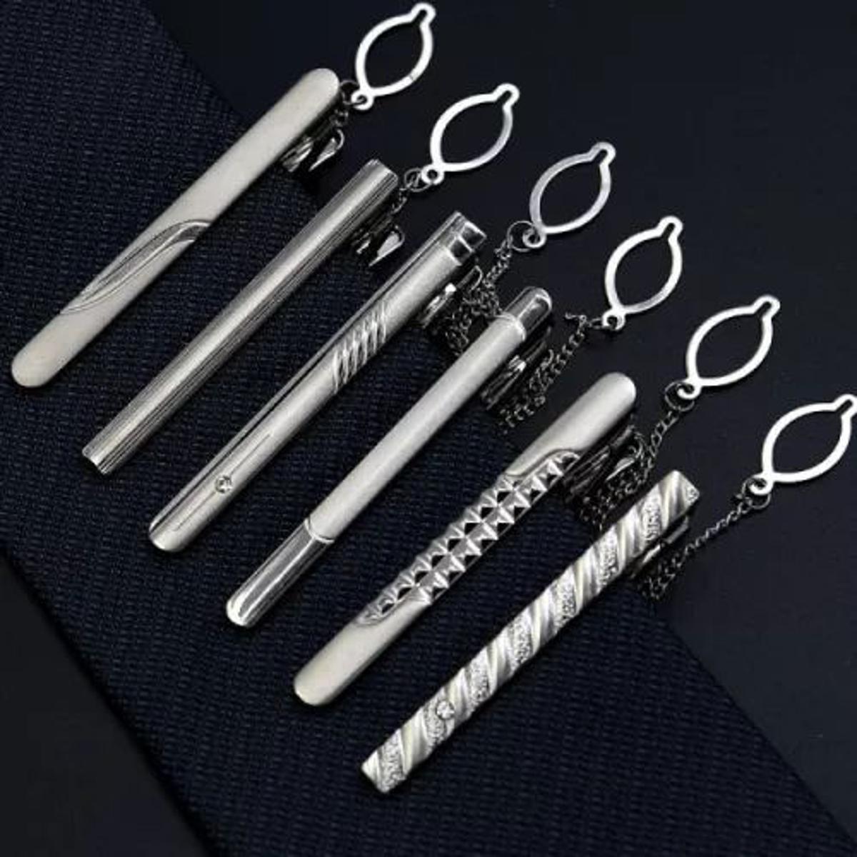 Picture of 1 Piece Silver Golden Metal Formal Chain Tie Clip For Men