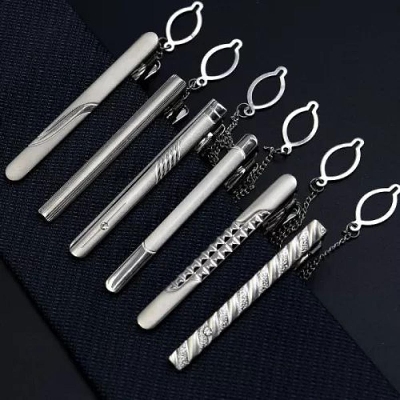 Picture of 1 Piece Silver Golden Metal Formal Chain Tie Clip For Men
