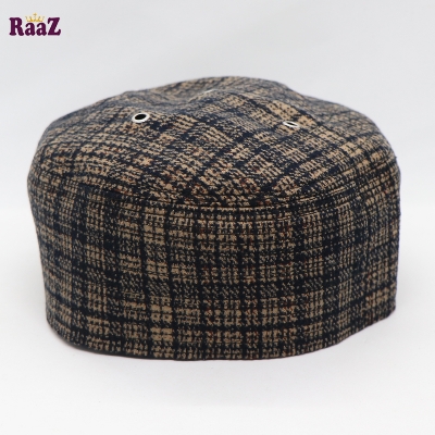 Picture of Brown Check Cotton Mesh Air Prayer Tupi - Cap For Men