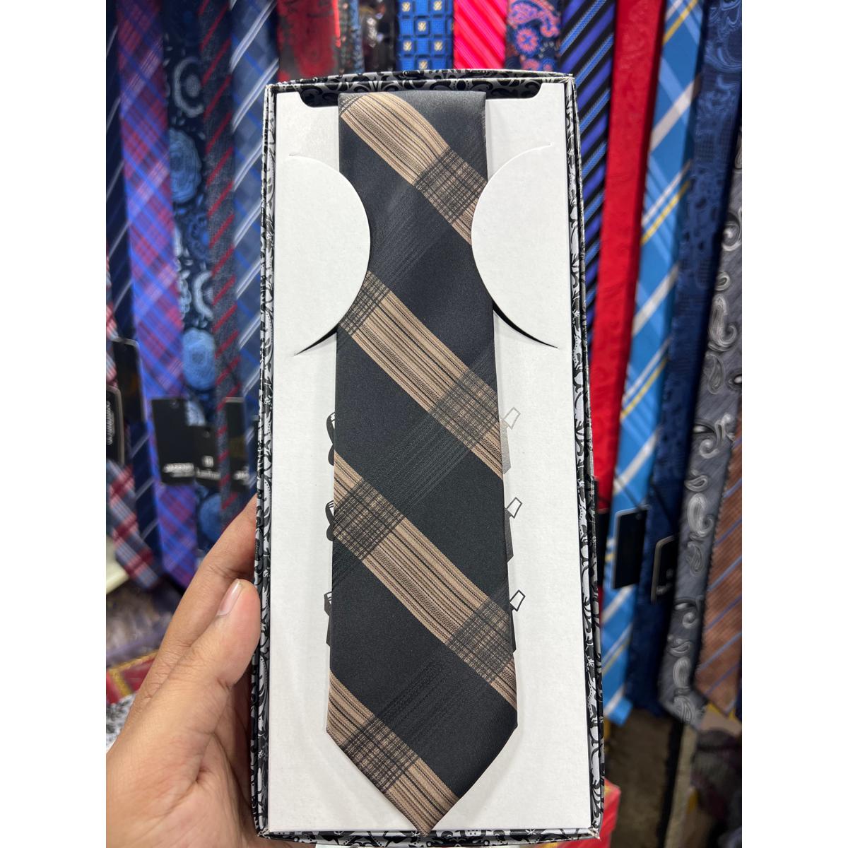 Picture of Black And Brown Formal Tie For Men