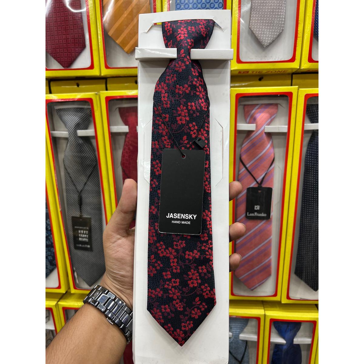 Picture of Black And Maroon Flower Design Formal Tie For Men