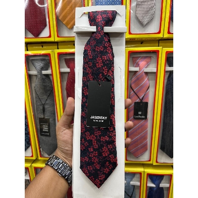 Picture of Black And Maroon Flower Design Formal Tie For Men