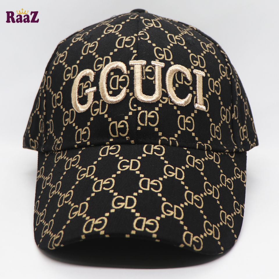 Picture of Easily Usable - Black Golden GG Fabrics Embroidery Logo Imported Premium Baseball Cap - Easy To maintain - Designed - Urban Vibes
