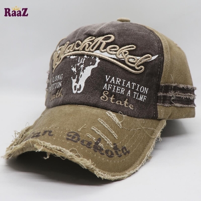 Picture of Golden Coffee Black Rebel Embroidery Logo China Wash Cap