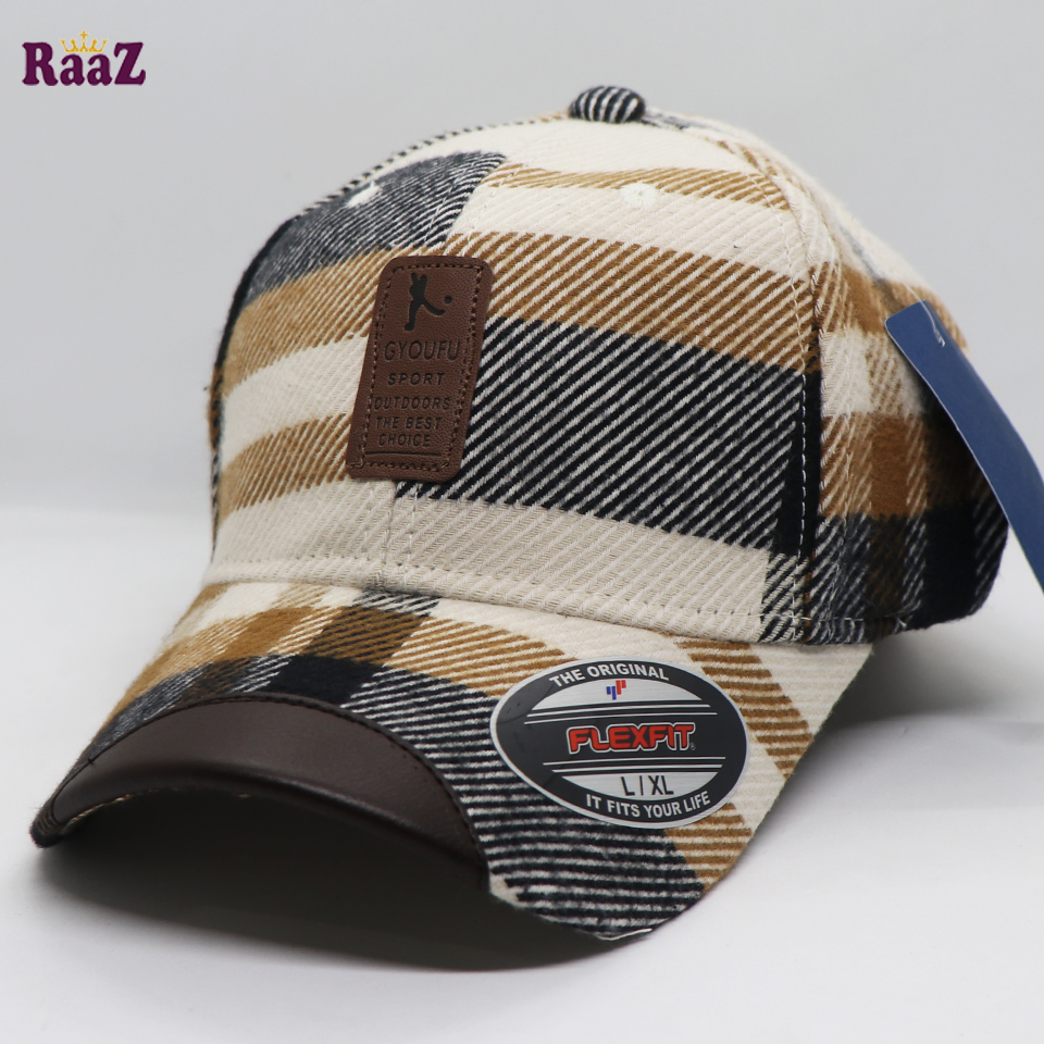 Picture of Unique Shape Gyoufu Leather Logo Big Check Premium Fabrics Baseball Cap