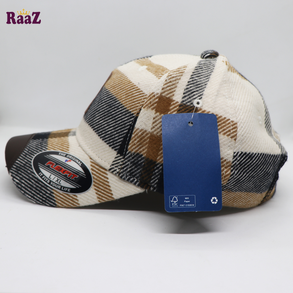 Picture of Unique Shape Gyoufu Leather Logo Big Check Premium Fabrics Baseball Cap