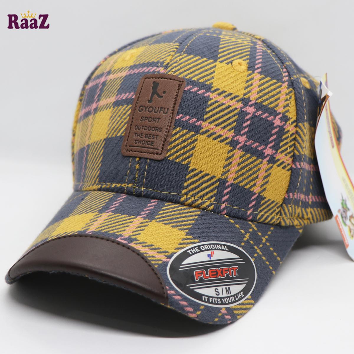 Picture of Unique Shape Gyoufu Leather Logo Big Check Premium Fabrics Baseball Cap