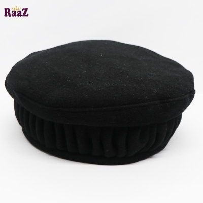 Picture of Black New Design Wool Spandex Kashmiri Pakol Cap/Tupi For Men (Free Size)