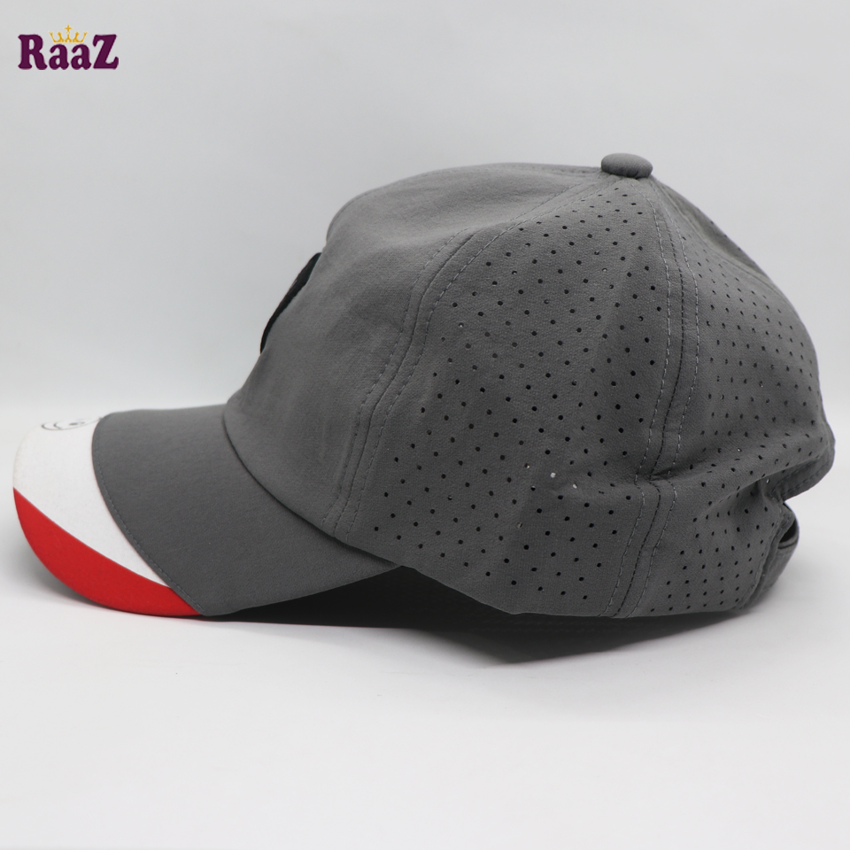Picture of Grey Smiley Embroidery Logo Polyester Fabric Curved Cap
