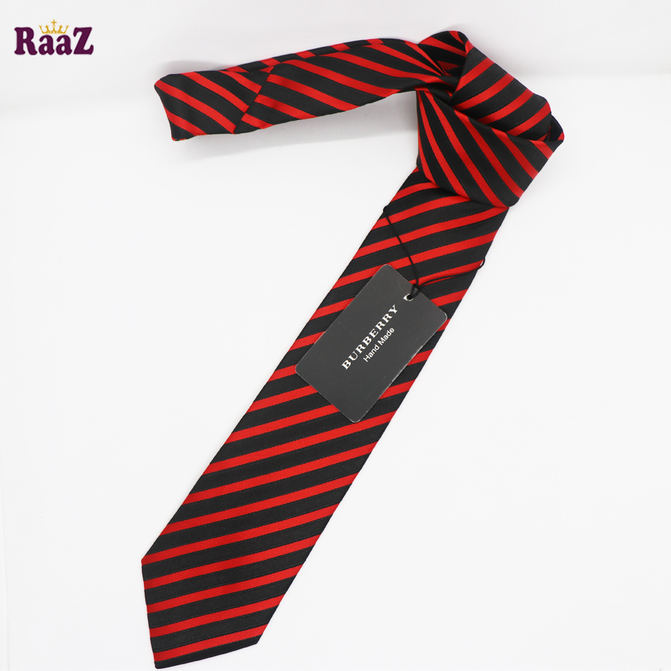 Picture of Black Red Stripe Design Formal Tie For Men