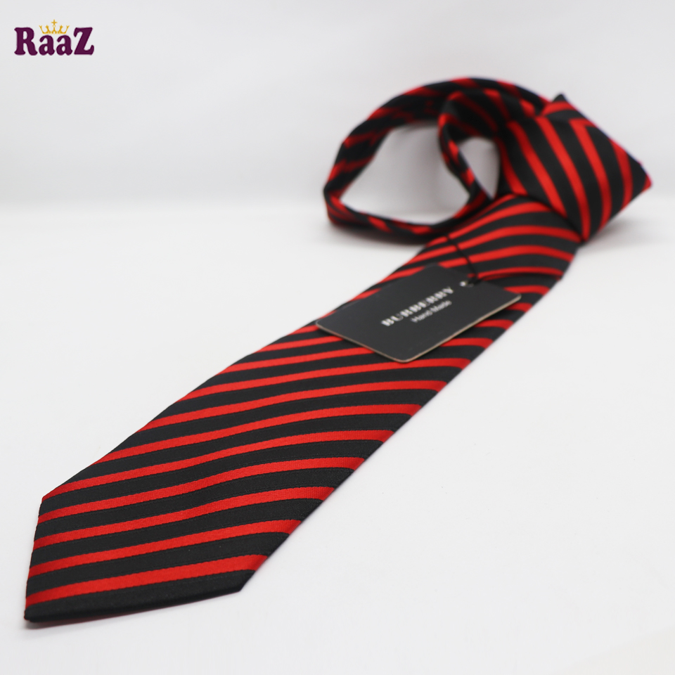 Picture of Black Red Stripe Design Formal Tie For Men