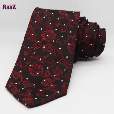 Picture of Deep Maroon White Dot Design Formal Tie For Men