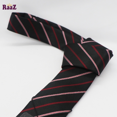 Picture of Black Red Big Stripe Design Formal Tie For Men
