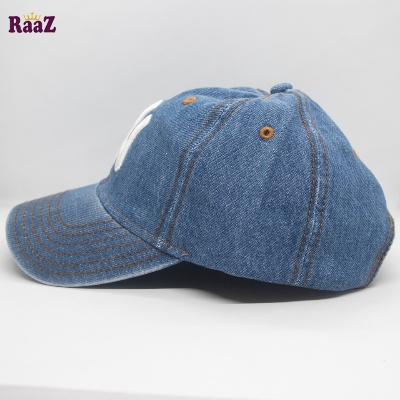 Picture of Mercedes Light Blue Denim Embroidery Logo Curved Visor Cap