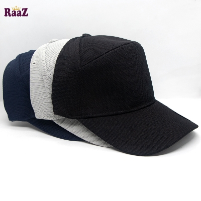Picture of White,Navyh Blue, Black Spandex Fabrics Curved Visor Bon Cap