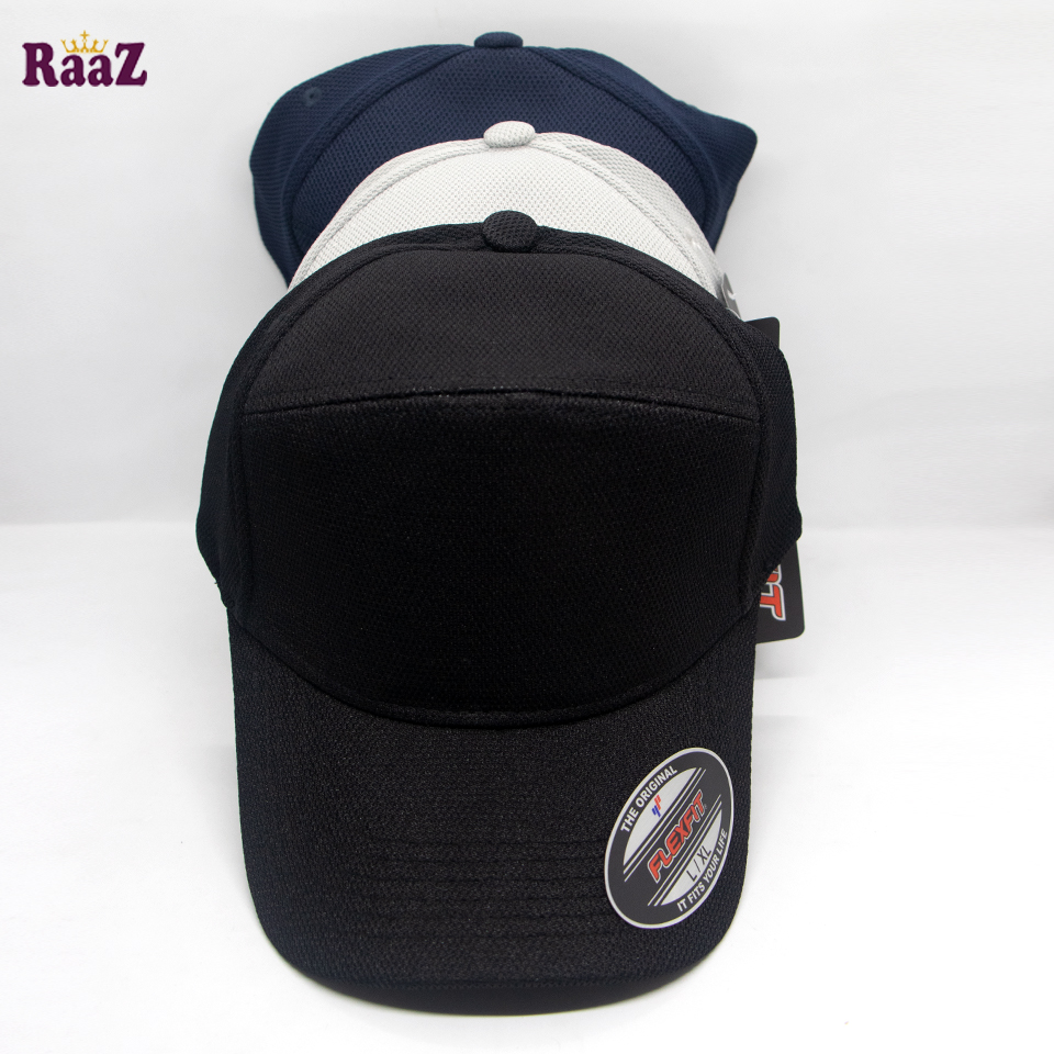 Picture of White,Navyh Blue, Black Spandex Fabrics Curved Visor Bon Cap