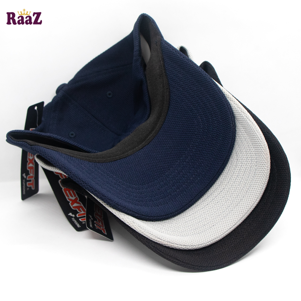 Picture of White,Navyh Blue, Black Spandex Fabrics Curved Visor Bon Cap