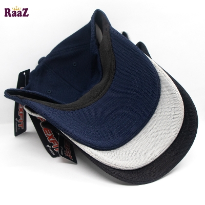 Picture of White,Navyh Blue, Black Spandex Fabrics Curved Visor Bon Cap