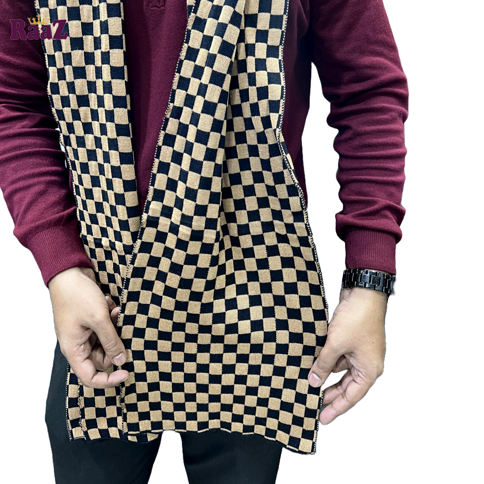 Picture of Black And Brown Trendy Check Stylish Fashion Soft Scarf, Men's And Women' Woolen Winter Muffler
