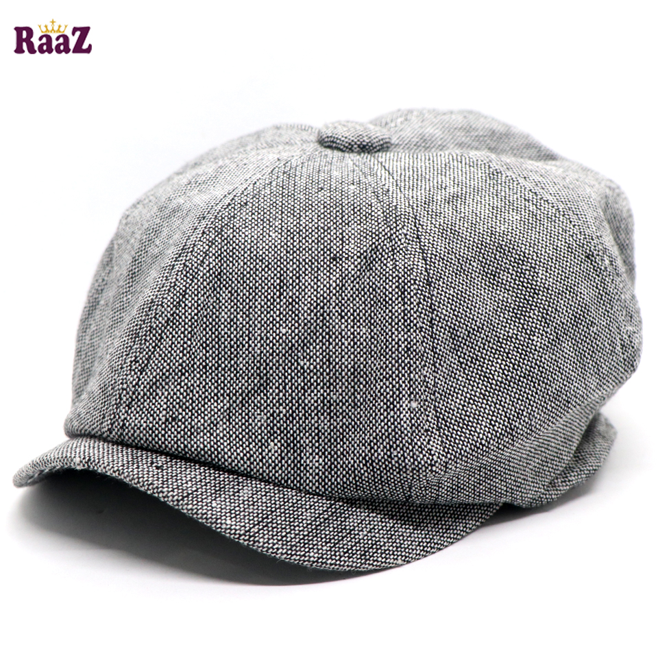 Picture of Silver Men's Flat Top Hat Ivy Gatsby Driving Cap Autumn Winter Newsboy Hat Octagonal Hats