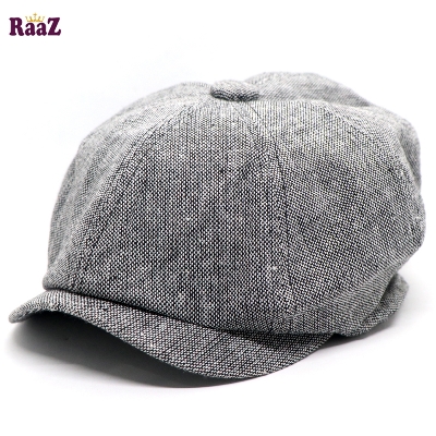 Picture of Silver Men's Flat Top Hat Ivy Gatsby Driving Cap Autumn Winter Newsboy Hat Octagonal Hats