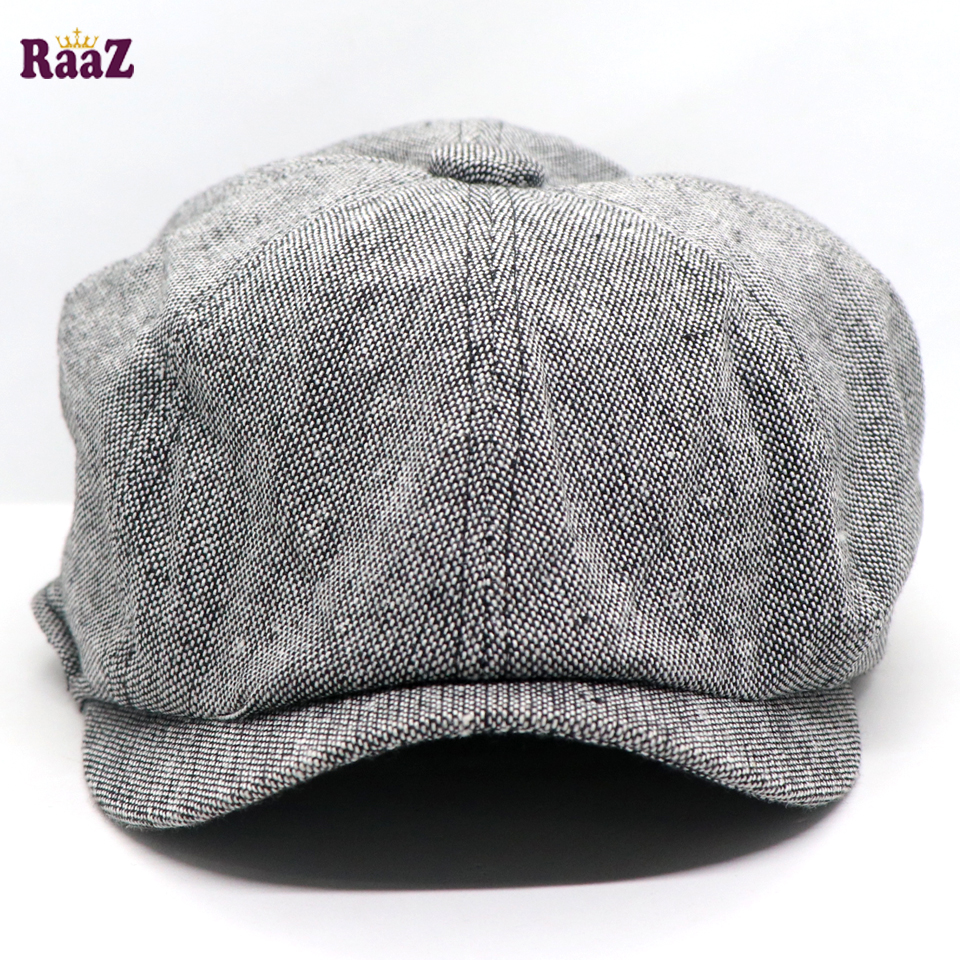 Picture of Silver Men's Flat Top Hat Ivy Gatsby Driving Cap Autumn Winter Newsboy Hat Octagonal Hats