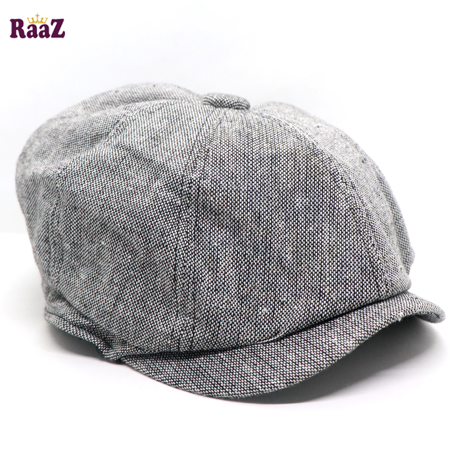 Picture of Silver Men's Flat Top Hat Ivy Gatsby Driving Cap Autumn Winter Newsboy Hat Octagonal Hats