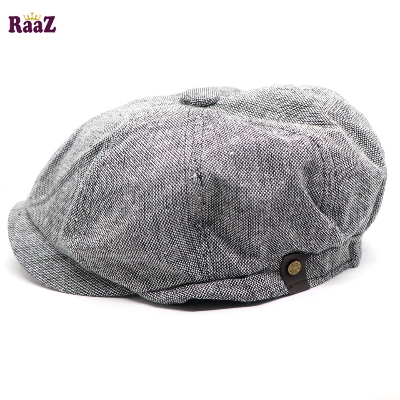 Picture of Silver Men's Flat Top Hat Ivy Gatsby Driving Cap Autumn Winter Newsboy Hat Octagonal Hats