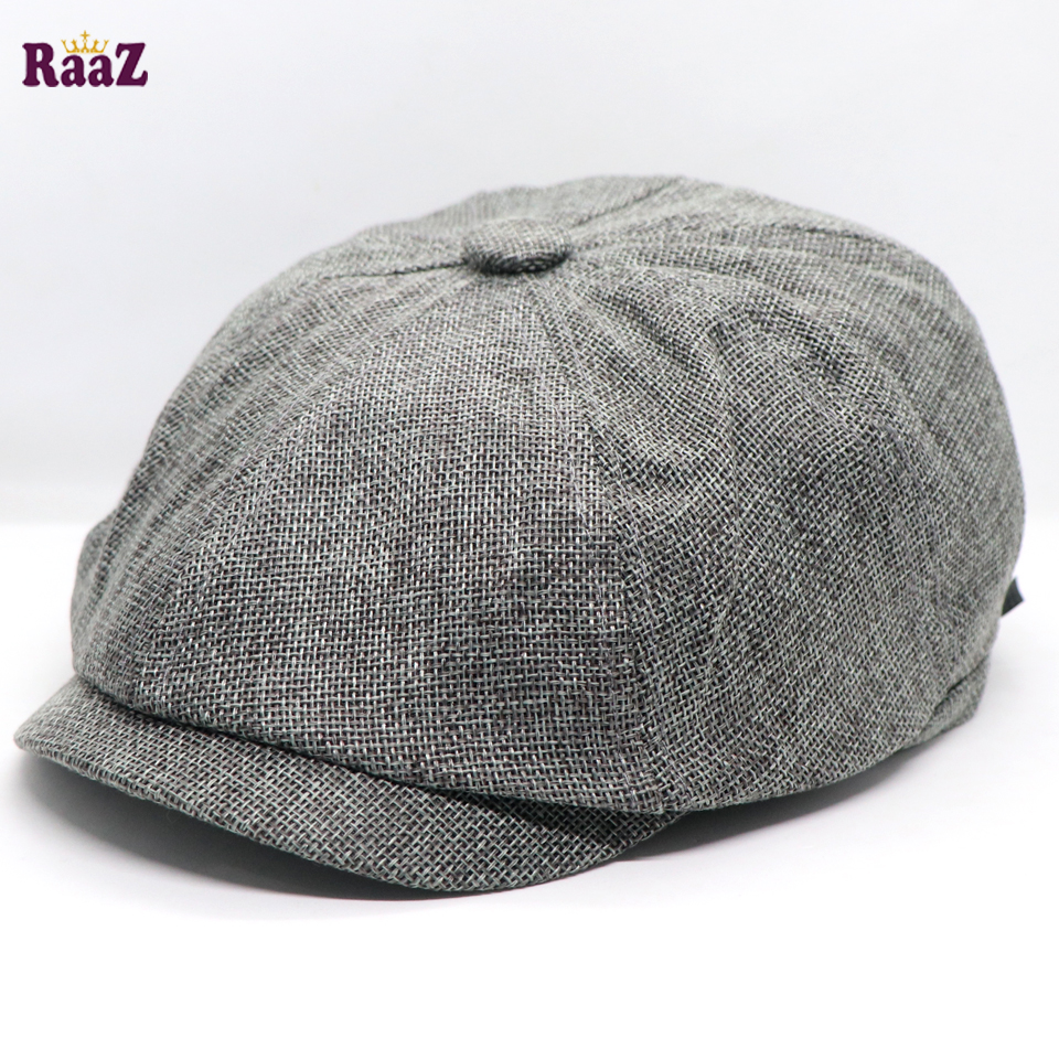 Picture of Silver Men's Flat Top Hat Ivy Gatsby Driving Cap Autumn Winter Newsboy Hat Octagonal Hats