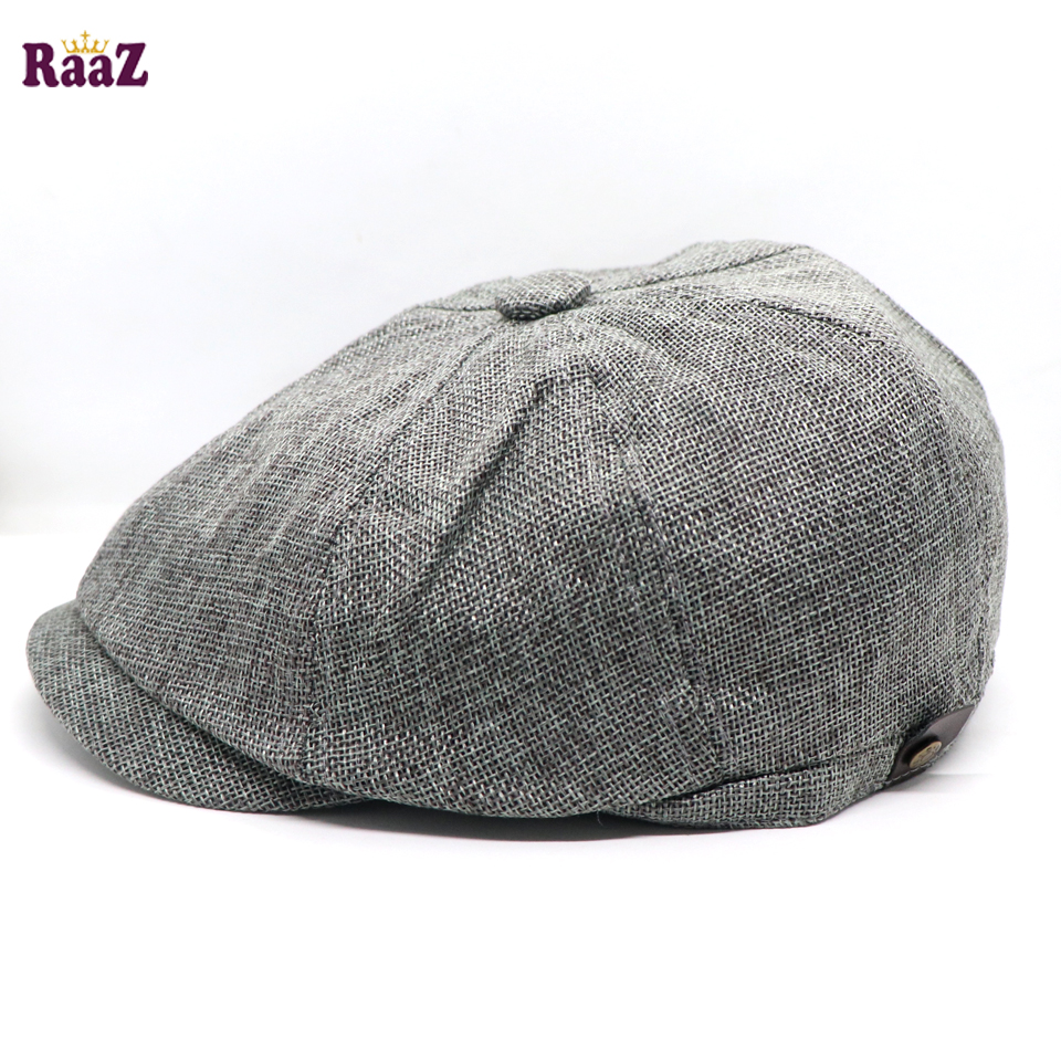 Picture of Silver Men's Flat Top Hat Ivy Gatsby Driving Cap Autumn Winter Newsboy Hat Octagonal Hats