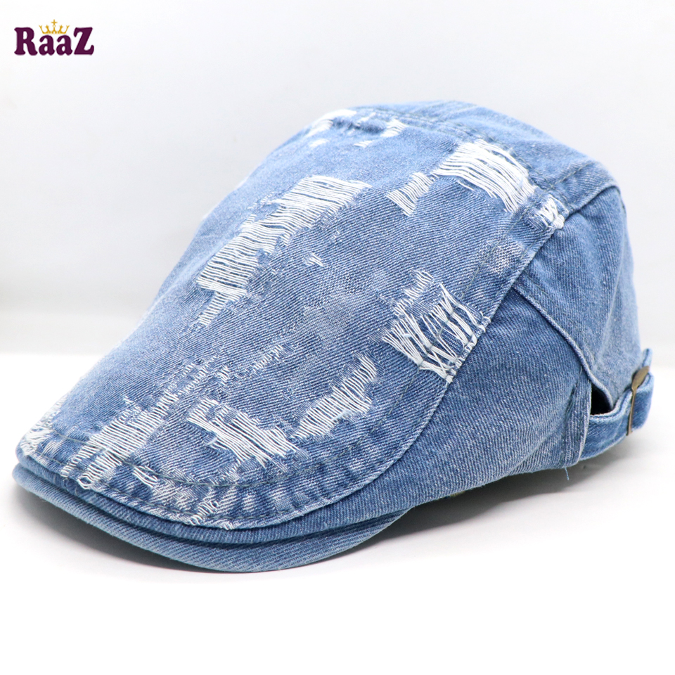 Picture of Sky Blue Denim Ripped Jeans Seasonal Golf Cap