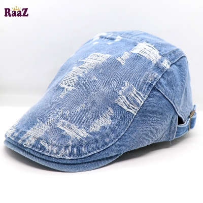 Picture of Sky Blue Denim Ripped Jeans Seasonal Golf Cap