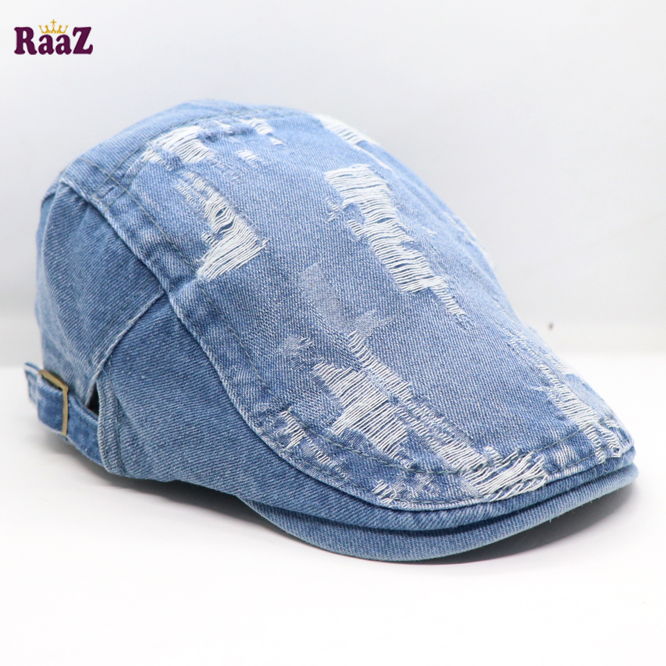 Picture of Sky Blue Denim Ripped Jeans Seasonal Golf Cap