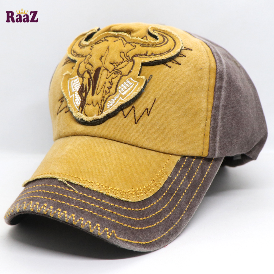 Picture of Yellow Coffee Cattle Head Vintage Baseball Cap
