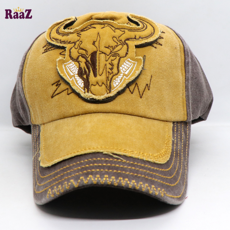 Picture of Yellow Coffee Cattle Head Vintage Baseball Cap
