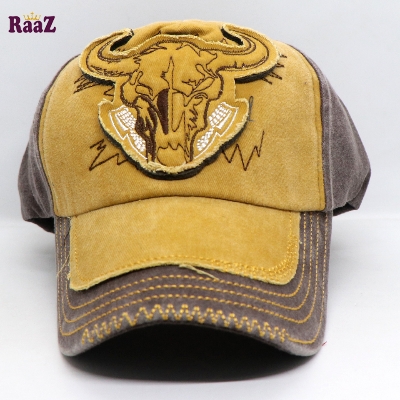 Picture of Yellow Coffee Cattle Head Vintage Baseball Cap