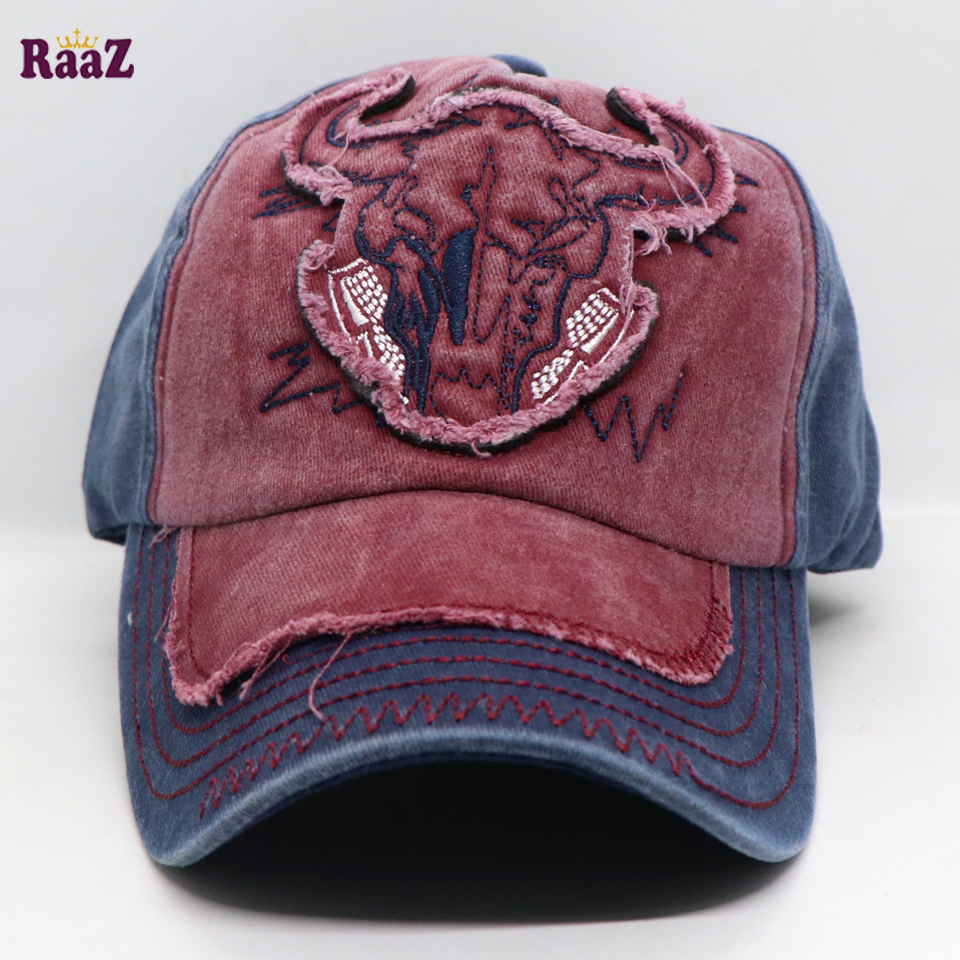 Picture of Maroon Navy Blue Cattle Head Vintage Baseball Cap