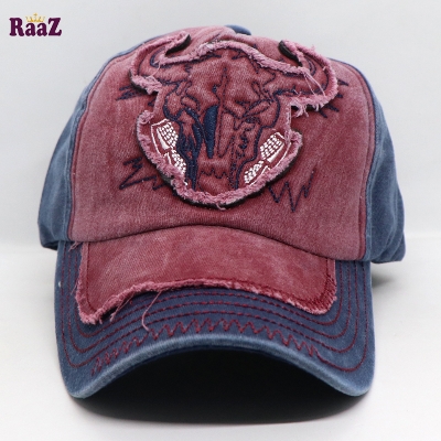 Picture of Maroon Navy Blue Cattle Head Vintage Baseball Cap