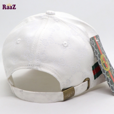Picture of White GG logo Cotton Curved Visor Cap