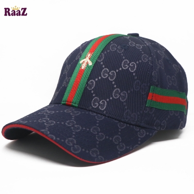 Picture of Navy Blue GG Ace Logo Embroidery Logo Famous Stripe Curved Cap