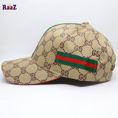 Picture of Brown GG Ace Logo Embroidery Logo Famous Stripe Curved Cap