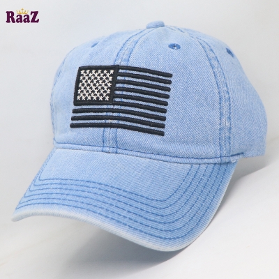 Picture of Blue Denim Us Flag Embroidery Logo Denim Cap