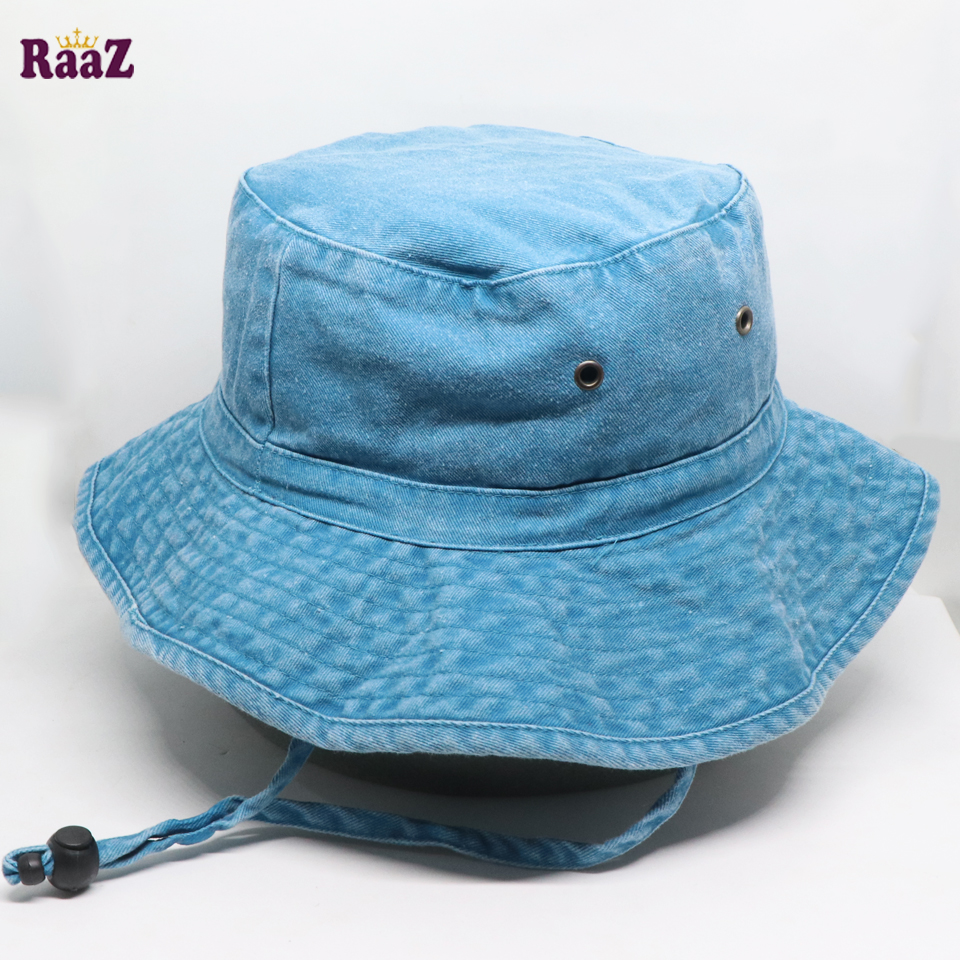 Picture of Blue Denim Fabric Wash Retro Vibe Unisex Bucket Hat