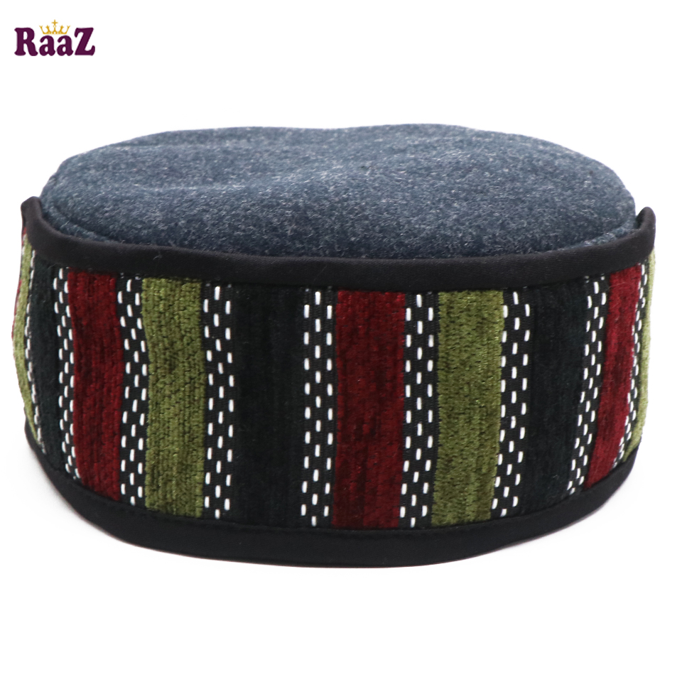 Picture of Mix Blue Multi Stripe Fashion Salman Shah Tupi (Free Size)