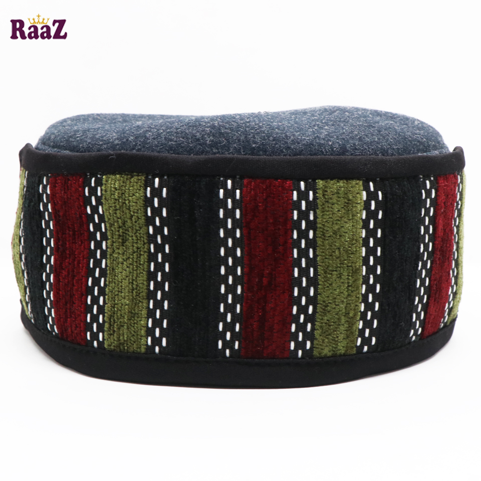 Picture of Mix Blue Multi Stripe Fashion Salman Shah Tupi (Free Size)