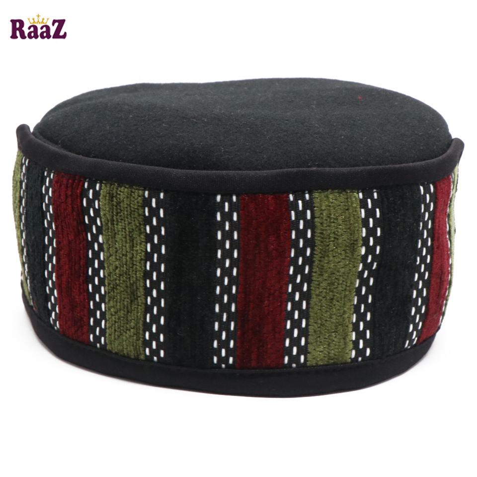 Picture of Black Multi Stripe Fashion Salman Shah Tupi (Free Size)