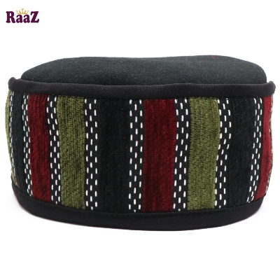 Picture of Black Multi Stripe Fashion Salman Shah Tupi (Free Size)