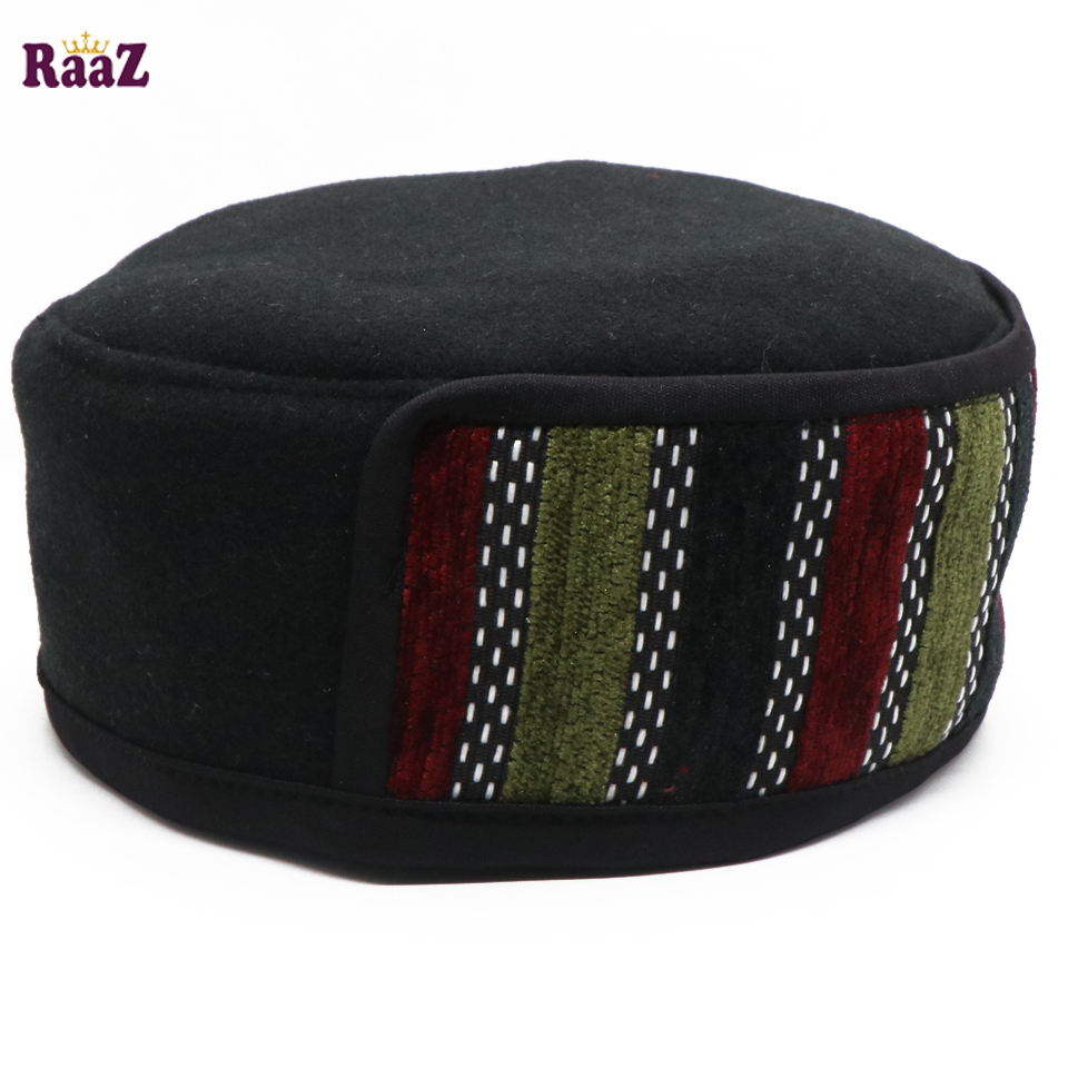 Picture of Black Multi Stripe Fashion Salman Shah Tupi (Free Size)